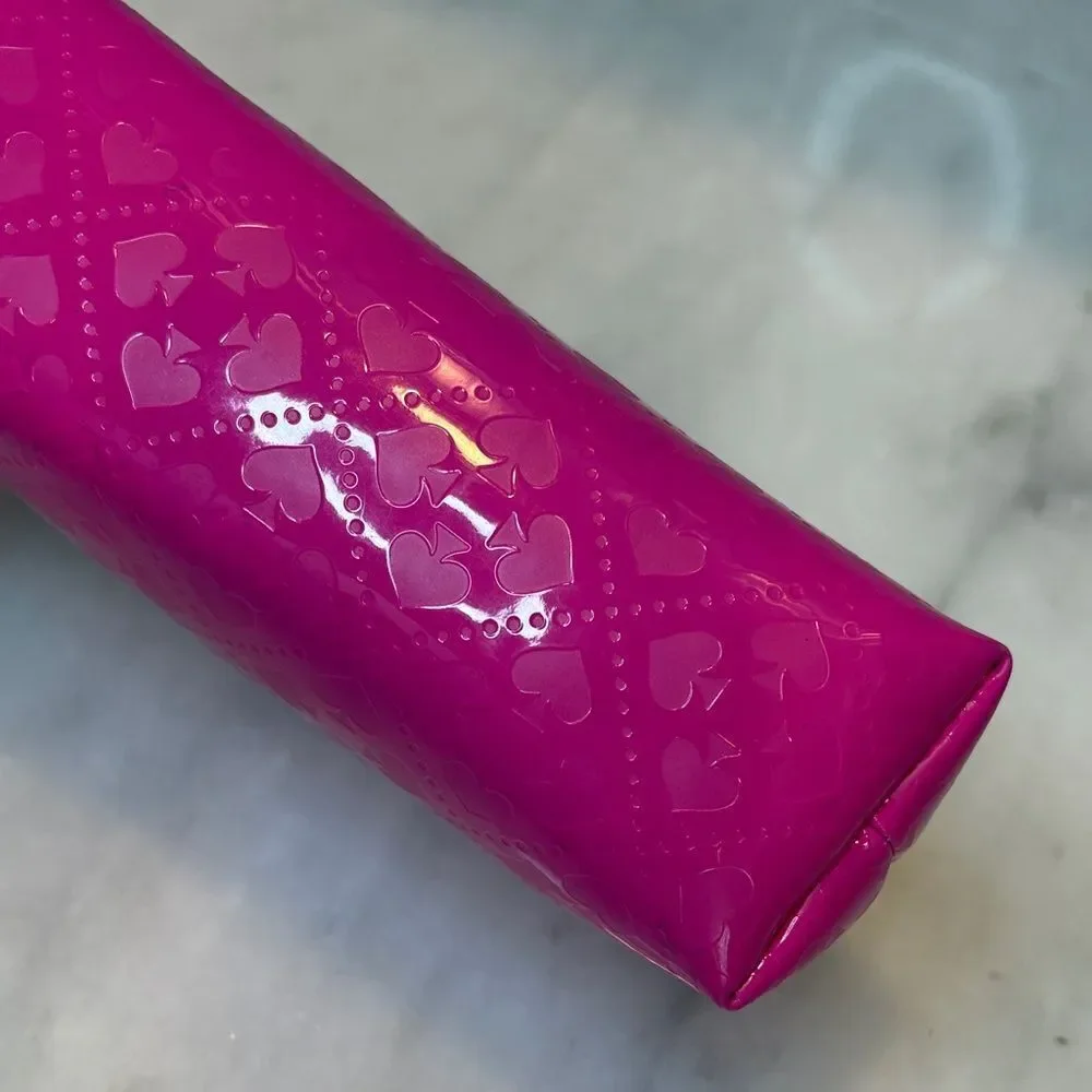Kate Spade Fuchsia embossed logo Motif Travel Cosmetic Case Pouch Clutch - Picture 9 of 15